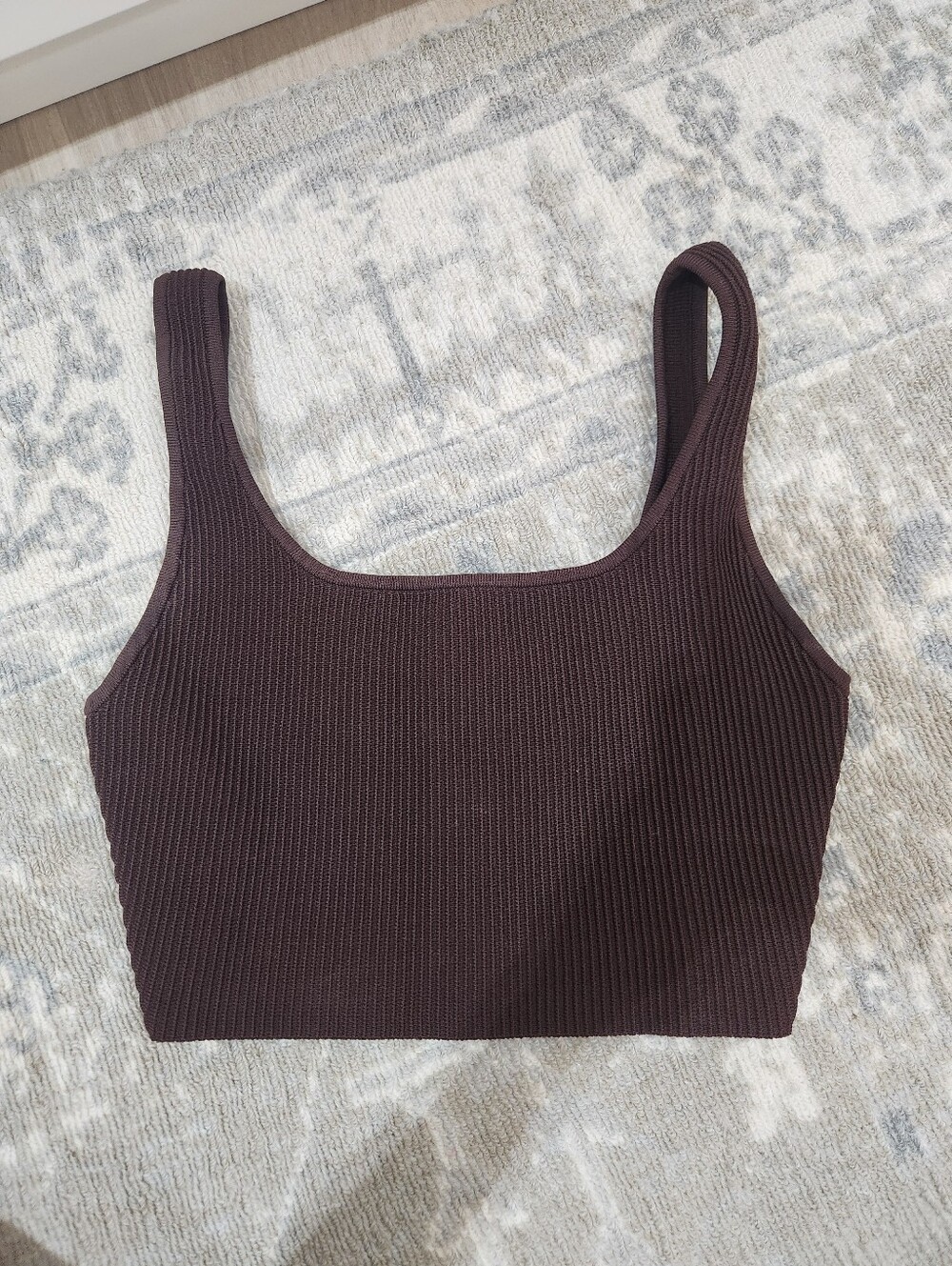 Aritzia Babaton Chocolate Ribbed Square-Neck Crop Camisole